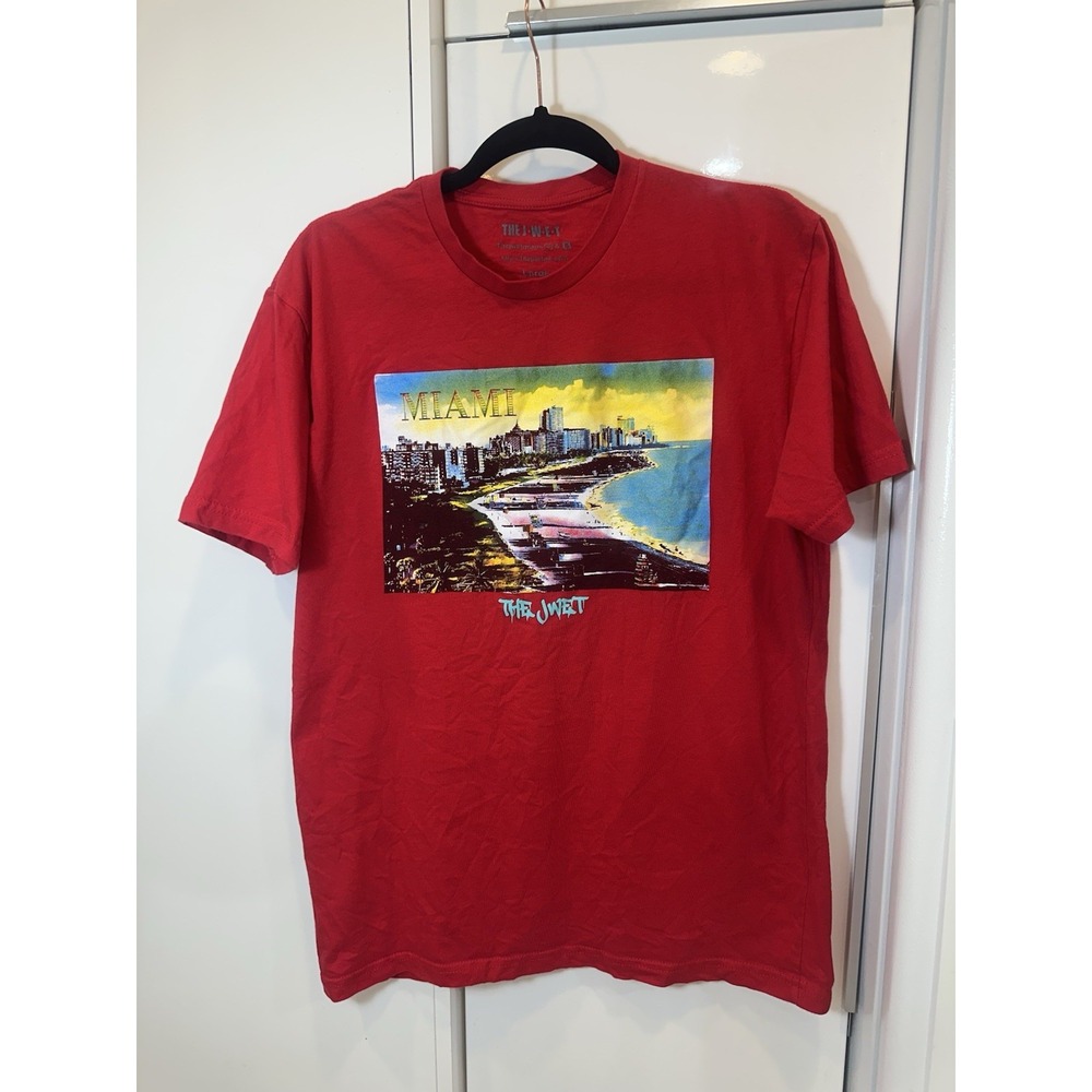 Jimi Hendrix T-Shirt Men's Red Miami Graphic The JWET Miami Size Large
